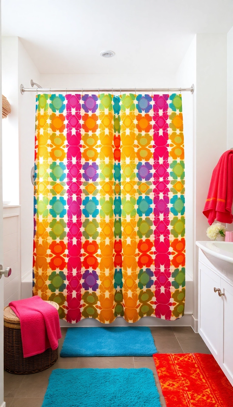 23 Bathroom Decor Ideas You Can Easily Implement on a Budget (Wait Until You See #15!) - 7. Statement Shower Curtain