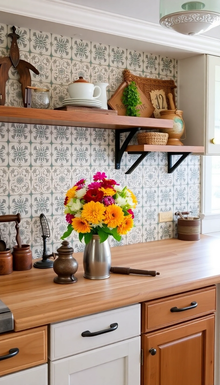 22 Stunning Backsplash Ideas to Pair with Butcher Block Countertops (You'll Love #15!) - 8. Vintage Tin Tiles