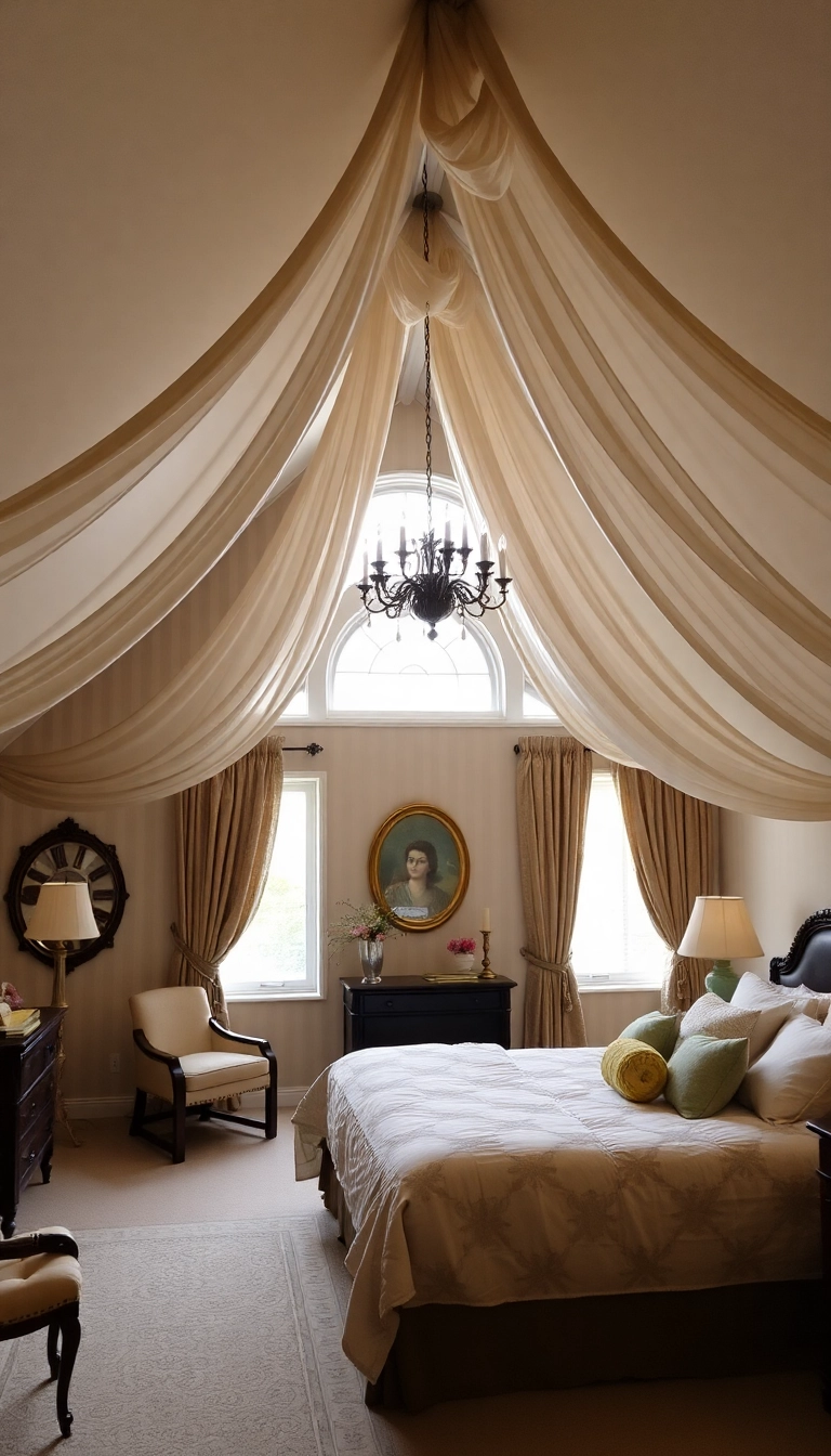 26 Attic Bedroom Angled Ceilings Ideas You Never Knew You Needed! - 17. Elegant Drapery