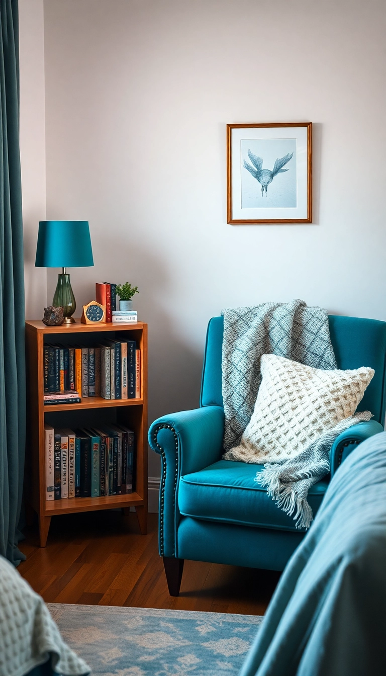 23 Teal Bedroom Ideas That Combine Modern Aesthetics with Unmatched Comfort! - 14. Cozy Teal Nook