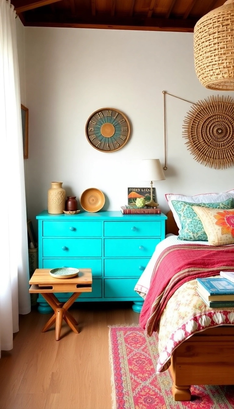 25 Boho Bedroom Inspirations for a Cozy Retreat (Wait Until You See #12!) - 13. Upcycled Furniture