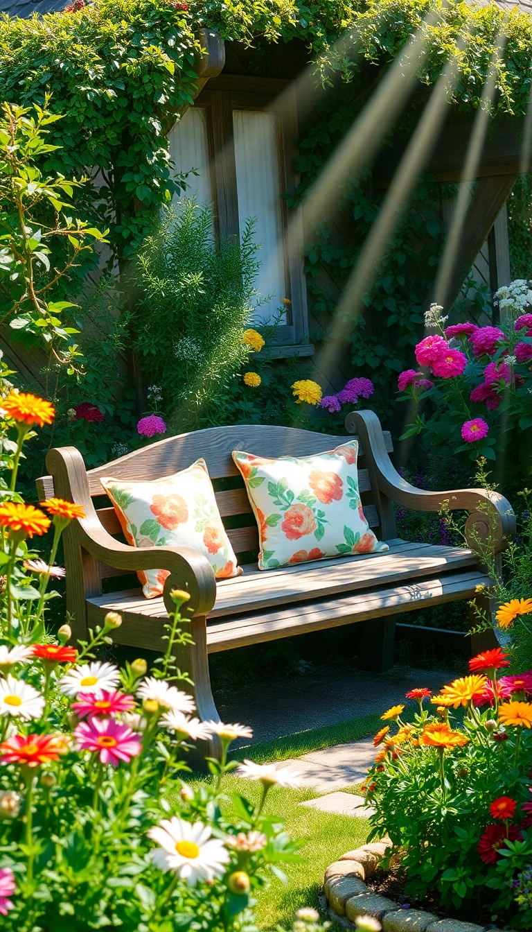 28 Cottage Garden Inspirations You’ll Wish You Knew Sooner (Wait Until You See #14!) - 3. Charming Garden Benches