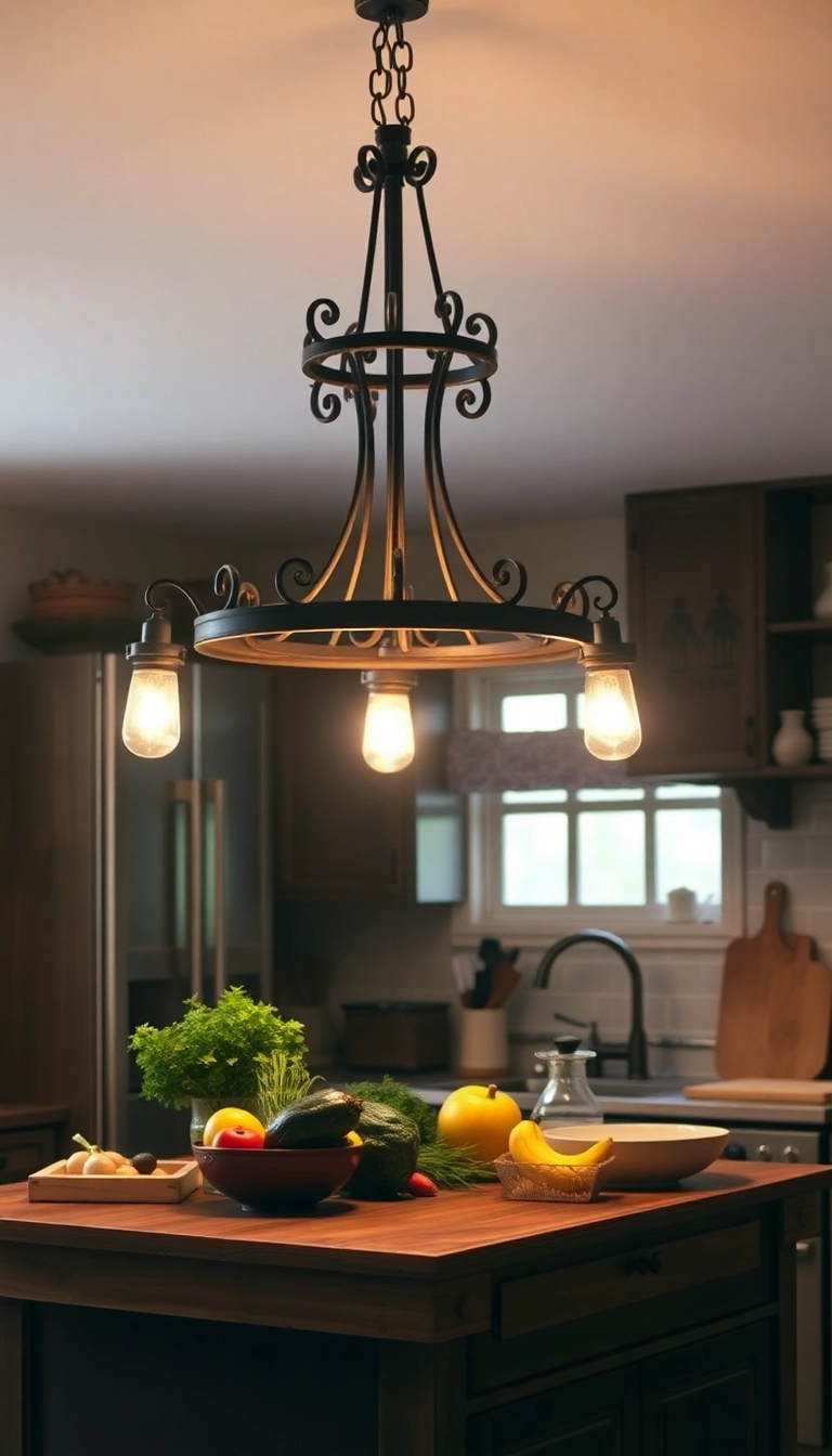 26 Rustic Farmhouse Kitchen Ideas That Will Transform Your Cooking Space! - 5. Vintage Lighting Fixtures