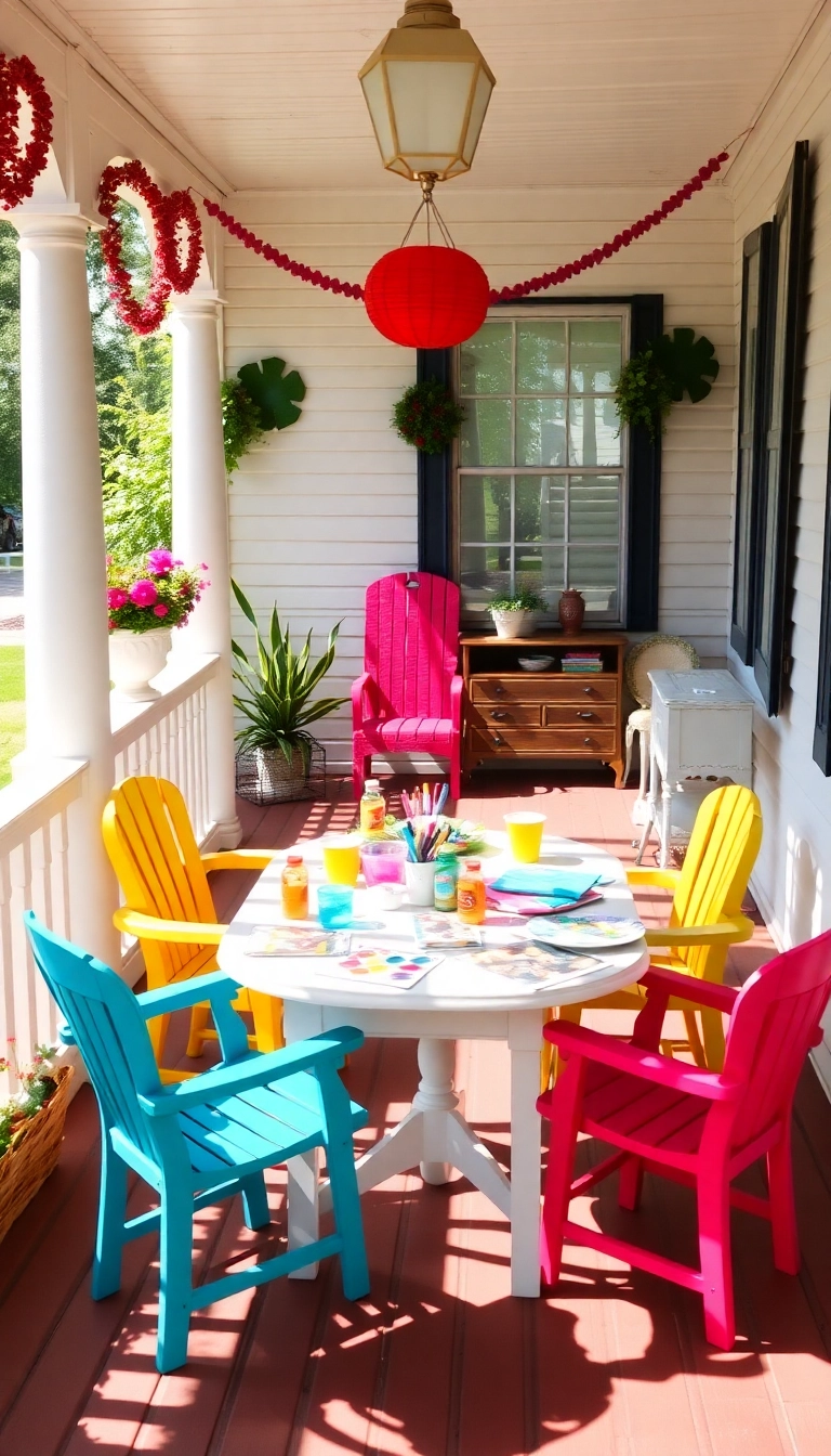 23 Southern Front Porch Ideas for Every Season (Don't Miss #5!) - 16. Crafting Corner for Kids