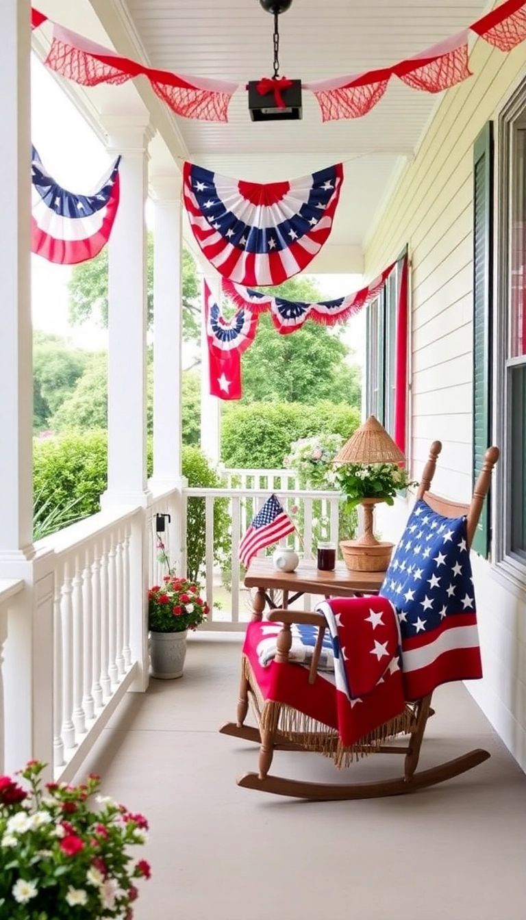 23 Southern Front Porch Ideas for Every Season (Don't Miss #5!) - 5. Festive Fourth of July Display