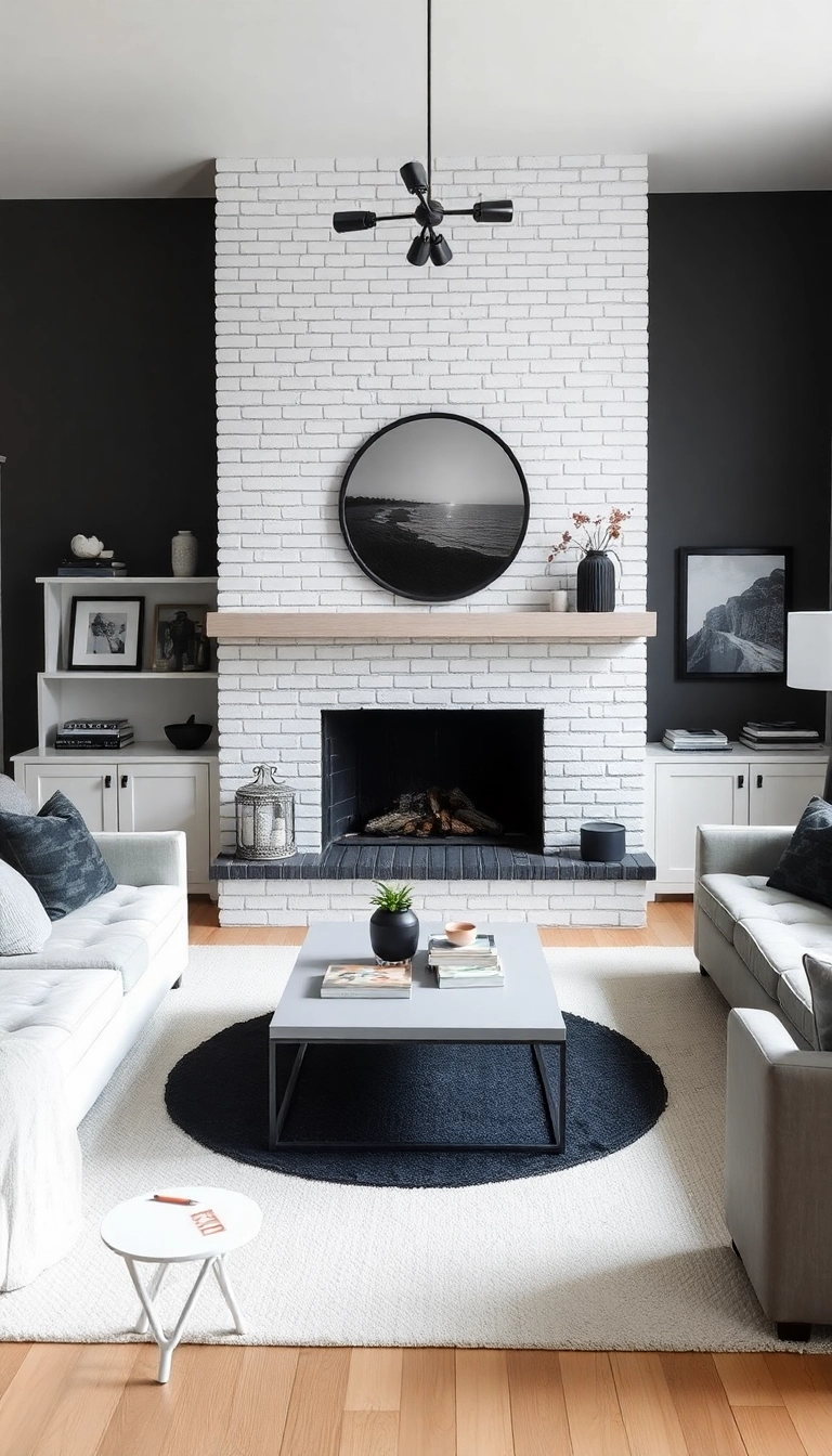 25 Stunning White Brick Fireplace Ideas to Transform Your Living Room (Wait Until You See #10!) - 15. Monochromatic Magic