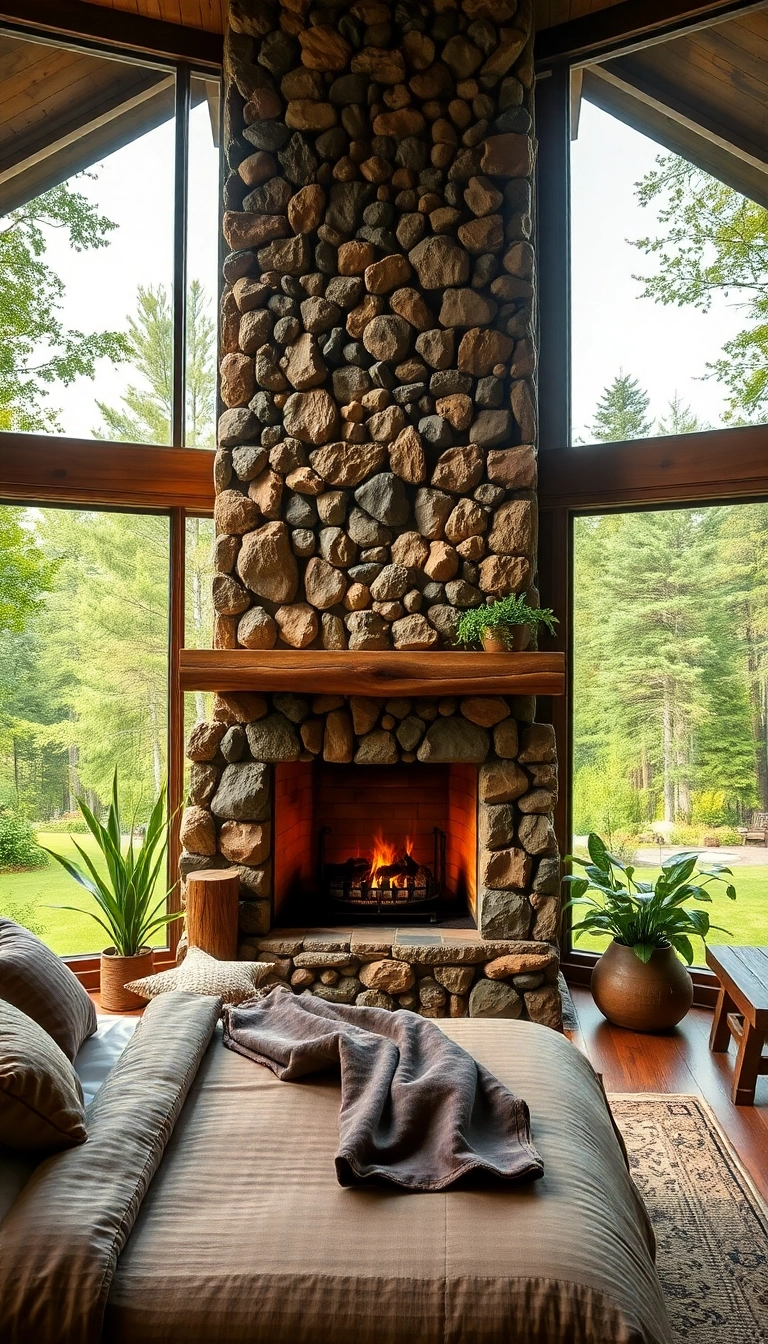 27 Fireplace in Bedroom Ideas That Will Make You Want to Snuggle In! - 13. Nature-Inspired