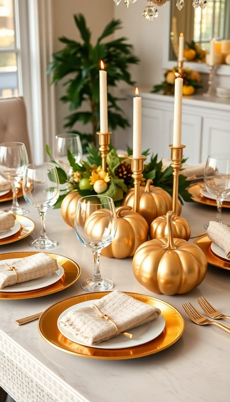 22 Friendsgiving Tablescape Ideas That'll Make Your Guests Say 'WOW!' - 8. Glamorous Gold Accents