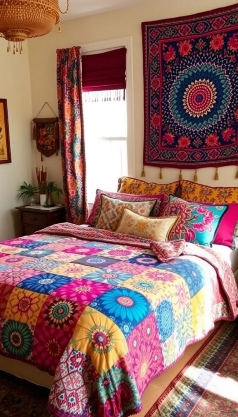 32 Bedding Inspo Ideas That'll Turn Your Bedroom into a Dreamy Oasis! - 3. Bohemian Bliss