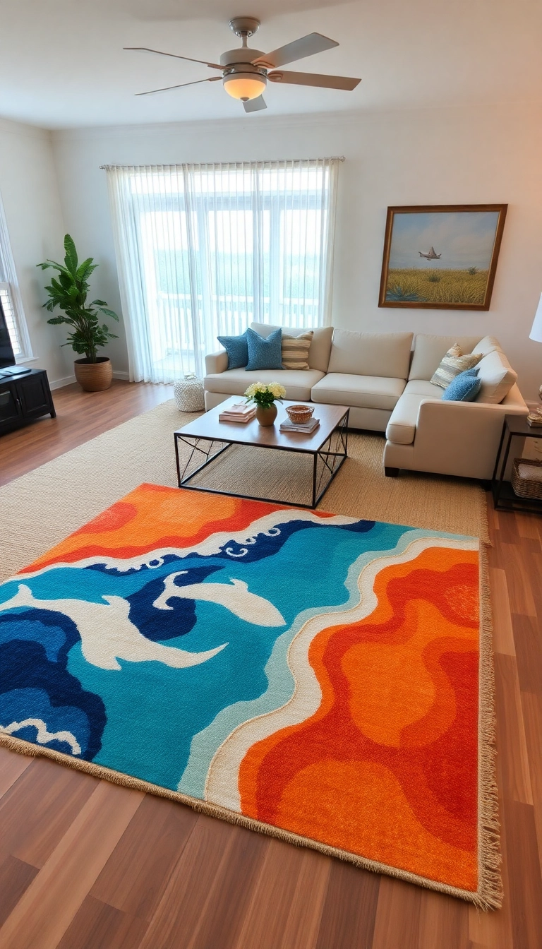 25 Modern Coastal Decor Ideas That Will Make Your Home Feel Like a Beach Paradise! - 14. Layered Rugs