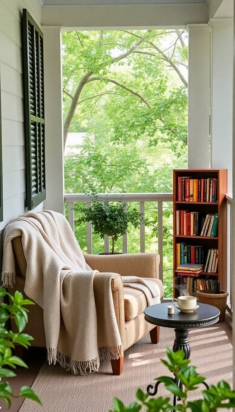 23 Southern Front Porch Ideas for Every Season (Don't Miss #5!) - 6. Cozy Reading Nook