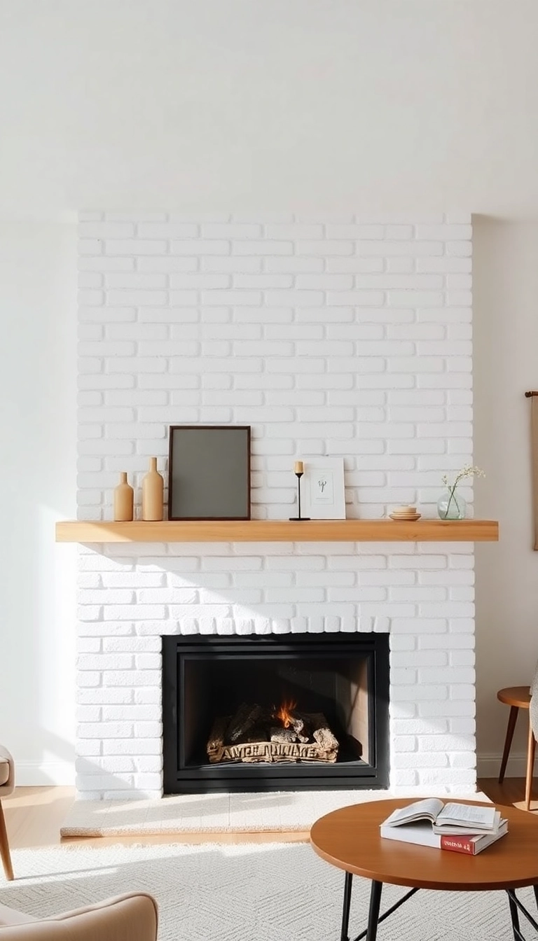 25 Stunning White Brick Fireplace Ideas to Transform Your Living Room (Wait Until You See #10!) - 13. Scandinavian Simplicity