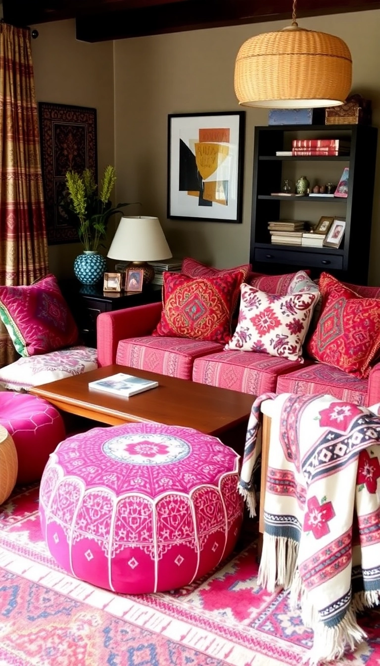 23 Boho Living Room Ideas to Transform Your Space into a Cozy Oasis (You Won't Believe #6!) - 8. Ethnic Textiles