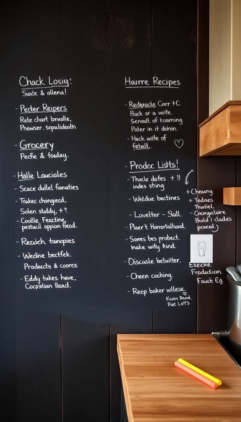 26 Rustic Farmhouse Kitchen Ideas That Will Transform Your Cooking Space! - 14. Chalkboard Walls