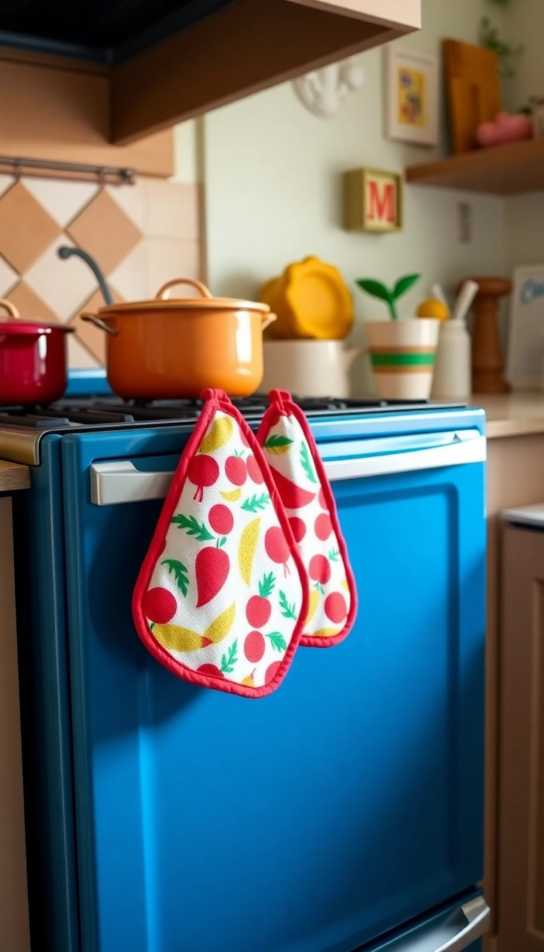 31 Kitschy Kitchen Inspo Ideas That’ll Make You Smile Every Time You Cook! - 9. Cheery Pot Holders