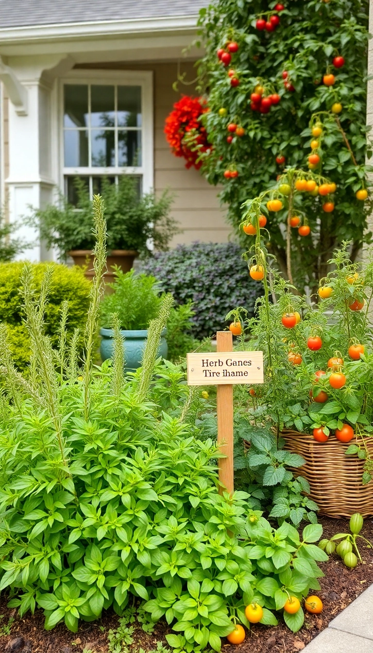 26 Stunning Plant Combinations to Transform Your Sunny Front Yard! - 7. Edible Elegance: Herbs and Blooming Vegetables