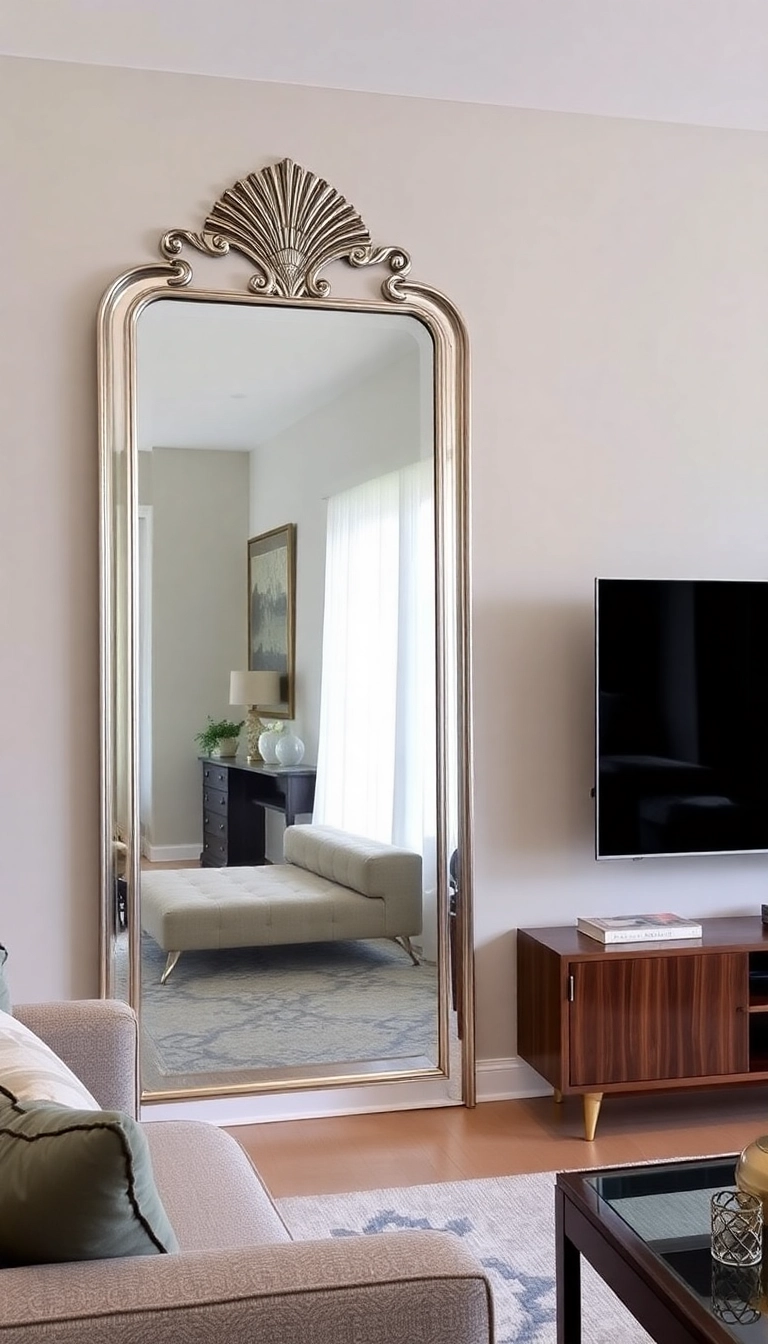 23 TV Wall Decor Ideas That'll Make Your Living Room Shine Like Never Before! - 16. Decorative Mirrors