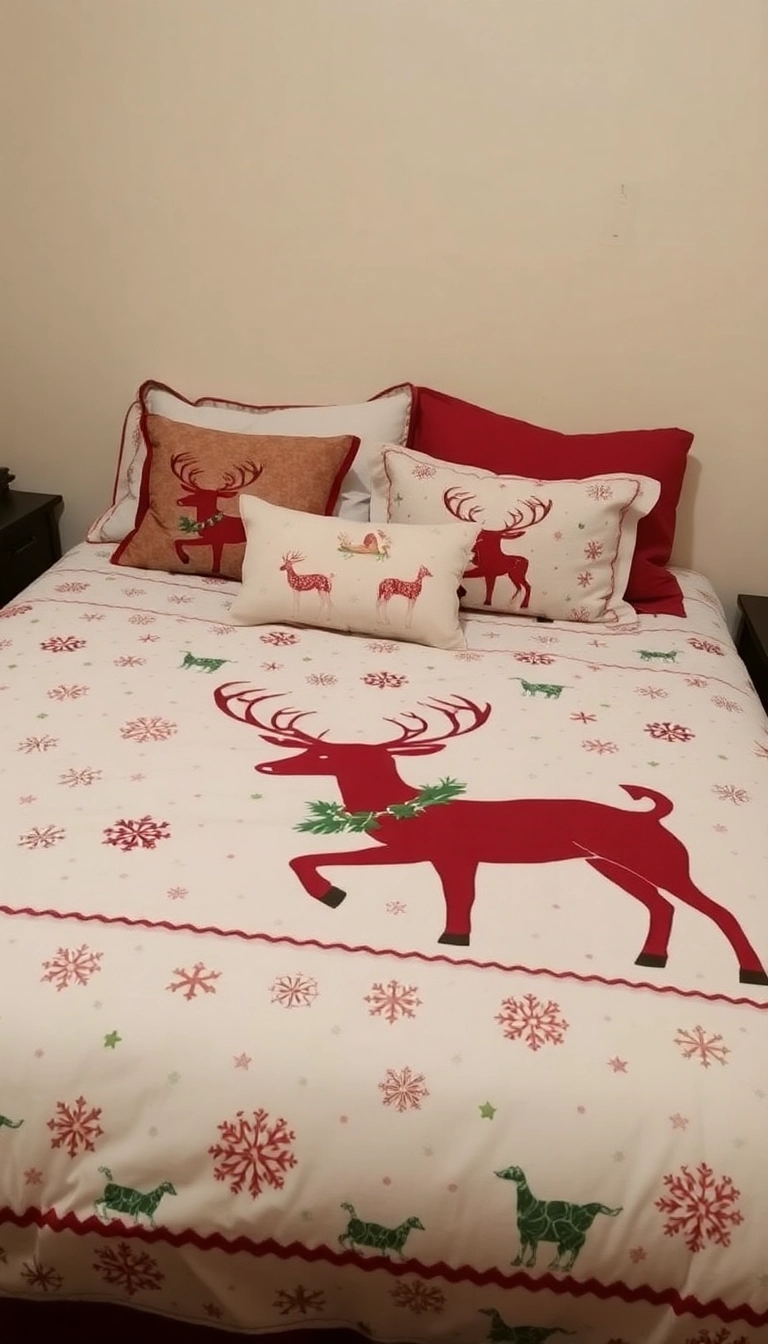 28 Holiday Bedroom Decor Ideas That'll Make You Want to Snuggle In! - 3. Seasonal Bedspread