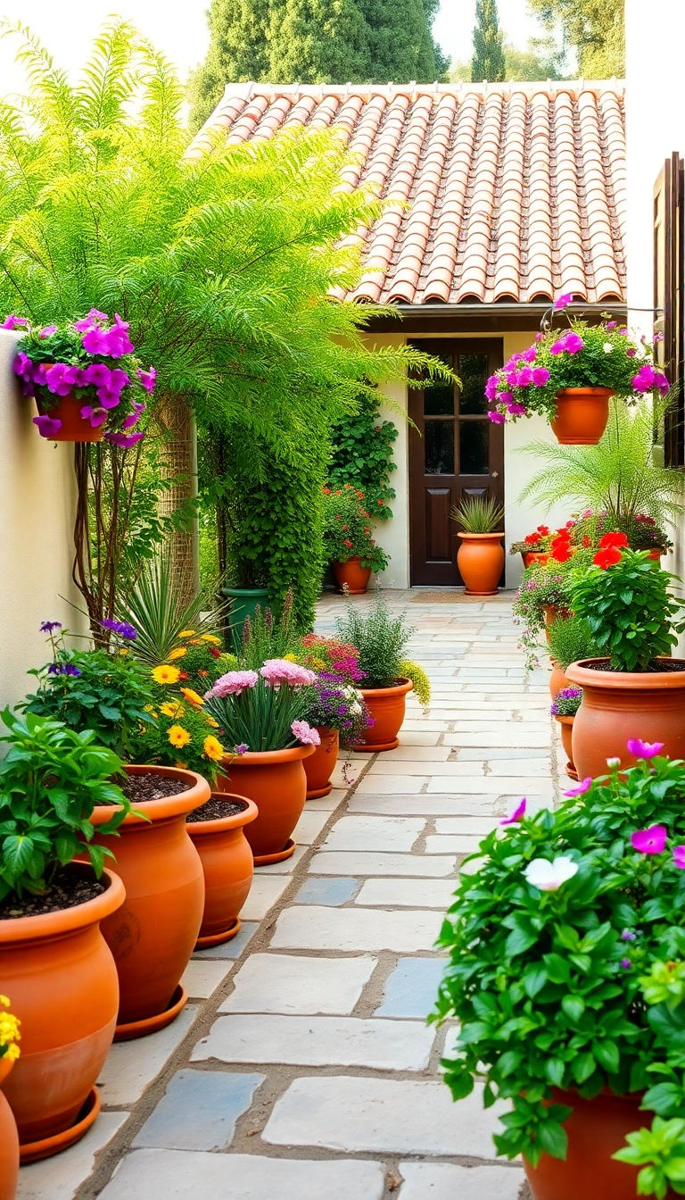 22 Mediterranean Front Yard Landscaping Ideas That Will Make Your Neighbors Envious! - 3. Classic Terracotta Pots