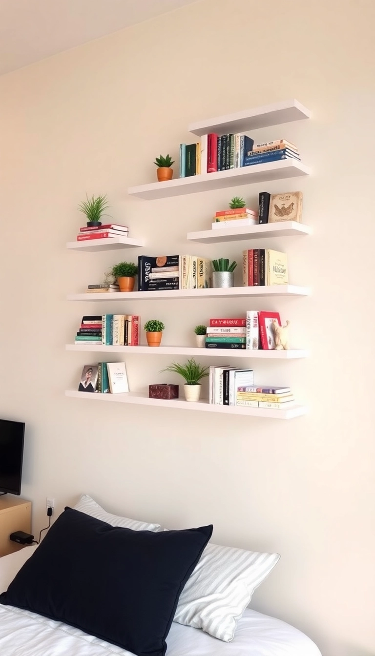 27 Bedroom Organization Ideas That'll Transform Your Space (You Won't Believe #15!) - 1. Floating Shelves for Display and Storage