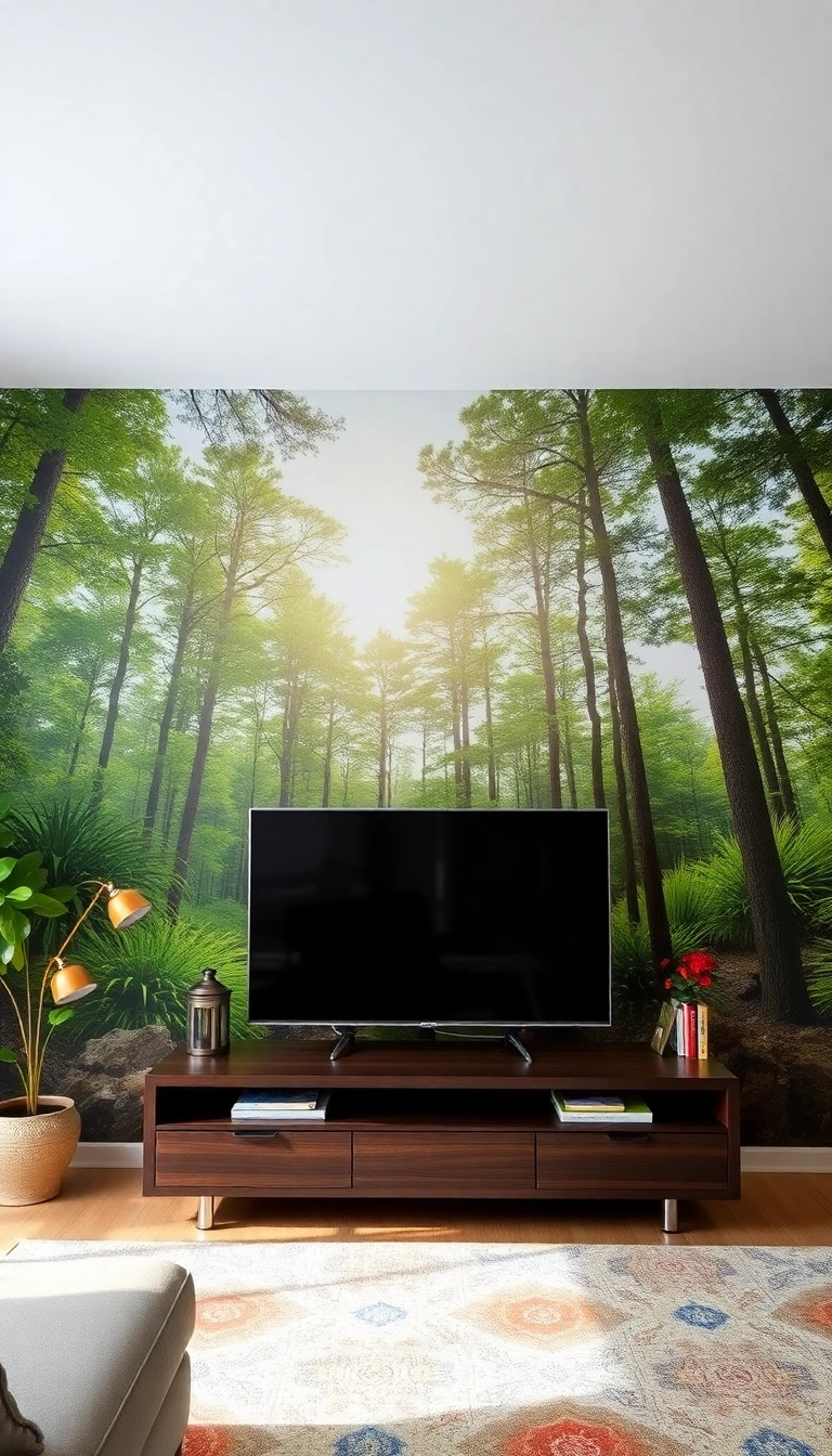 23 TV Wall Decor Ideas That'll Make Your Living Room Shine Like Never Before! - 9. Wall Mural