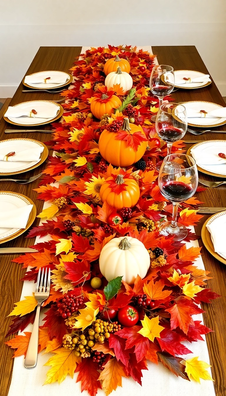 22 Friendsgiving Tablescape Ideas That'll Make Your Guests Say 'WOW!' - 13. Autumnal Table Runner