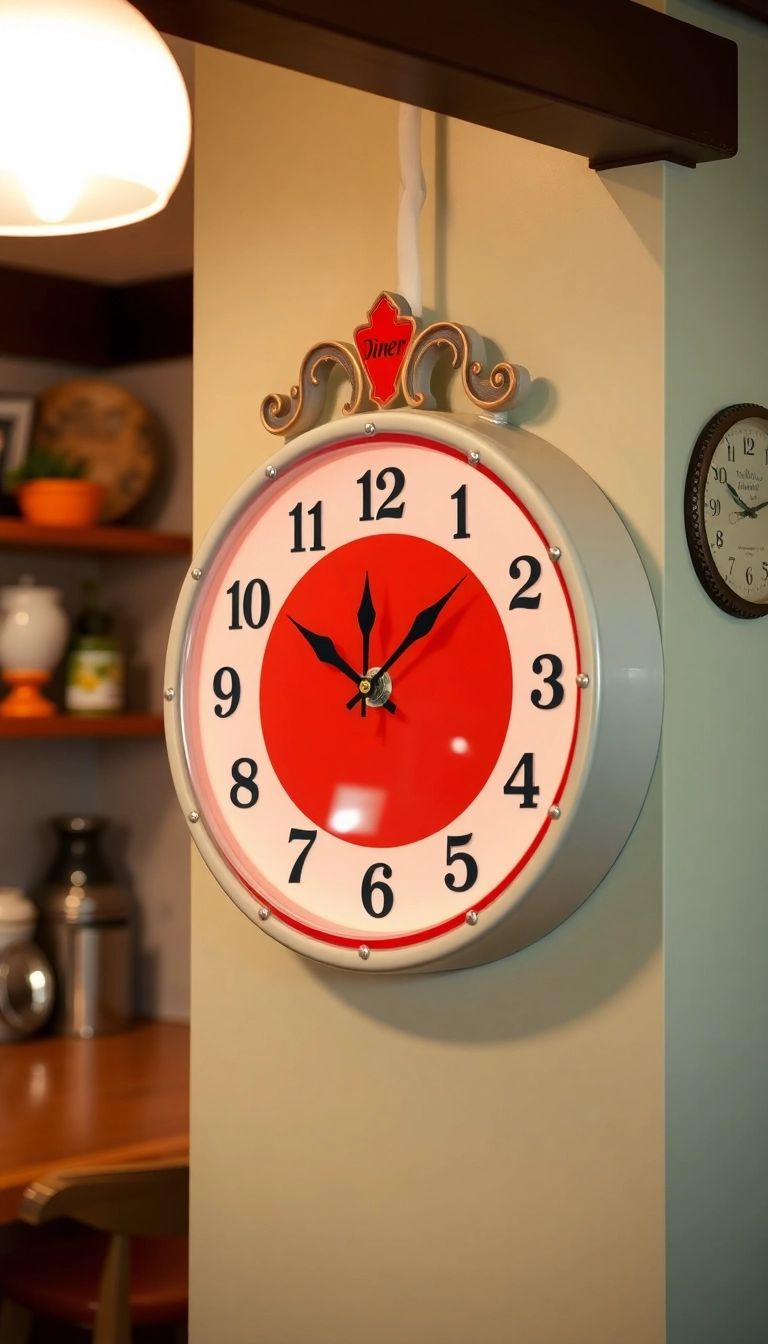 31 Kitschy Kitchen Inspo Ideas That’ll Make You Smile Every Time You Cook! - 11. Kitsch-Themed Wall Clock