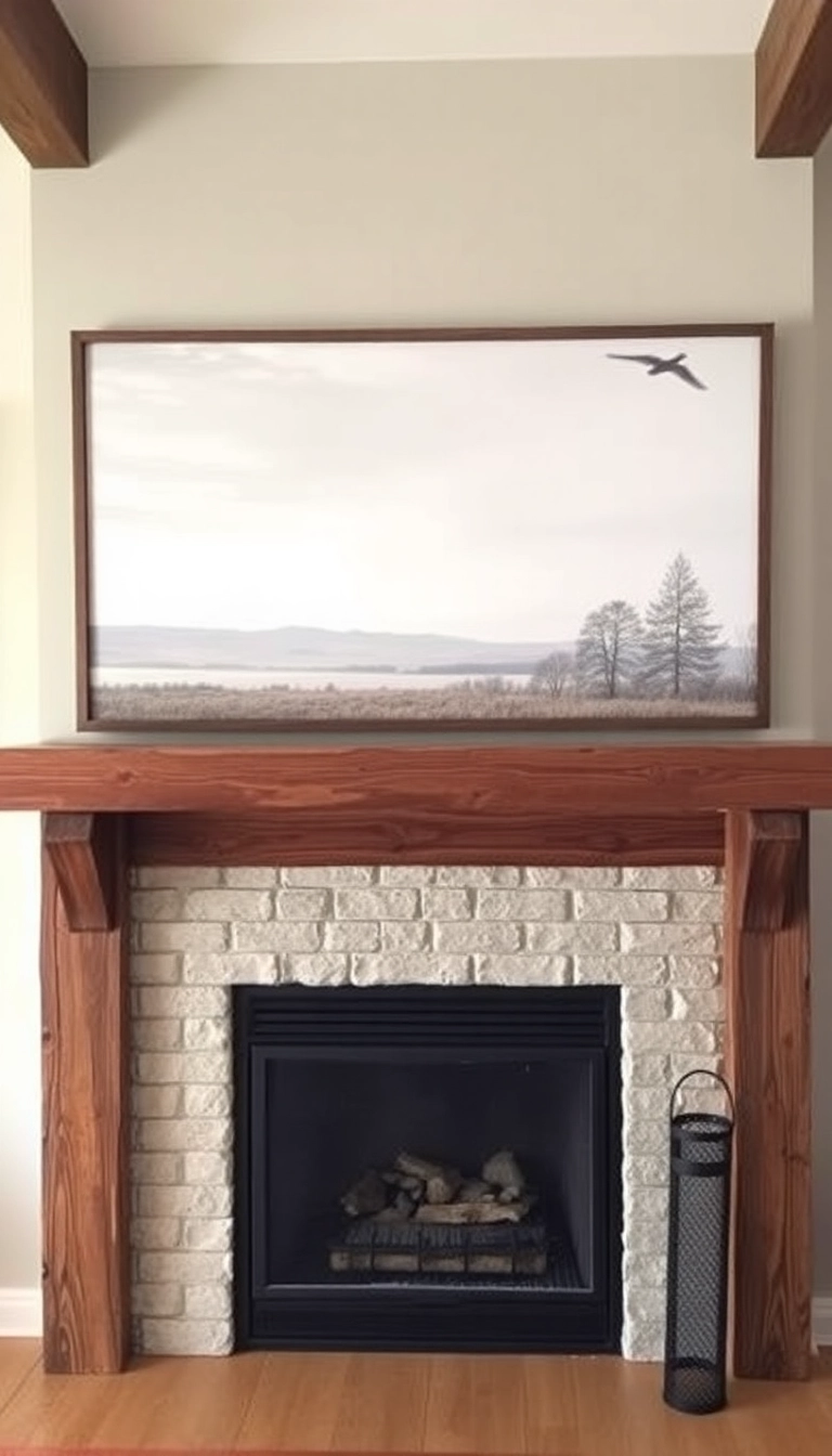 24 Rustic Farmhouse Fireplace Ideas That Will Make Your Home Feel Like a Cozy Retreat! - 8. Farmhouse-inspired Artwork