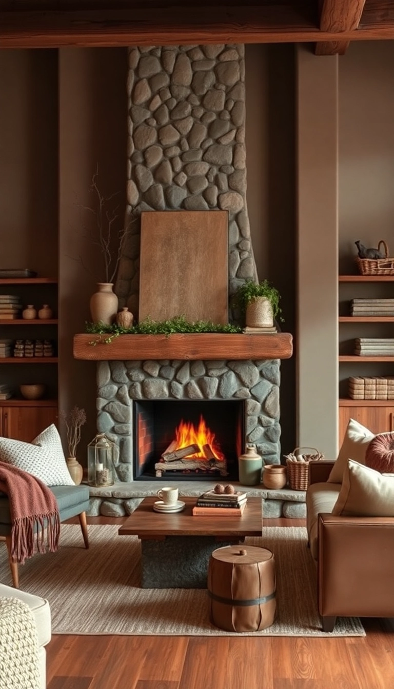 24 Rustic Farmhouse Fireplace Ideas That Will Make Your Home Feel Like a Cozy Retreat! - 10. Earthy Color Palette