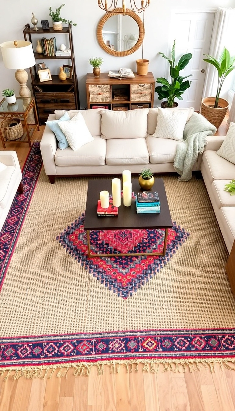 23 Boho Living Room Ideas to Transform Your Space into a Cozy Oasis (You Won't Believe #6!) - 2. Layered Rugs