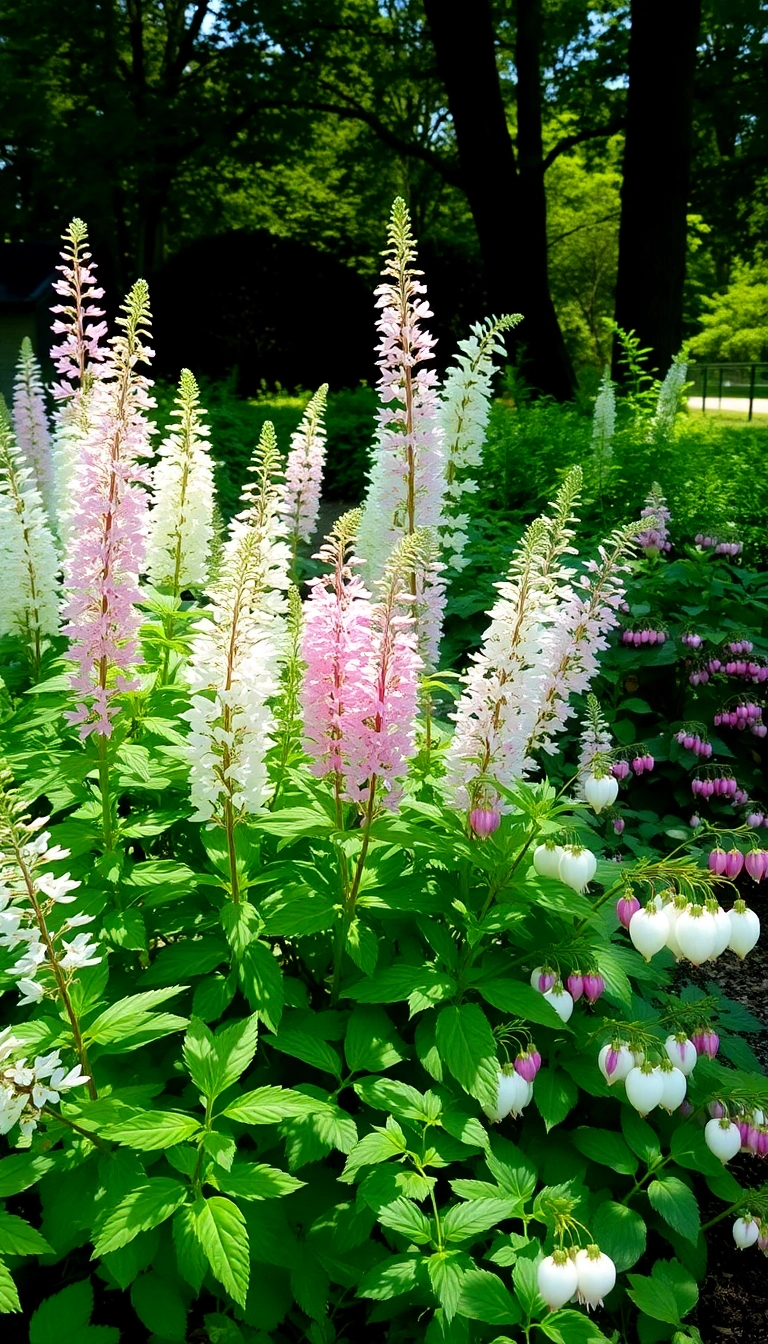 26 Stunning Plant Combinations to Transform Your Sunny Front Yard! - 13. Serene Shades: Astilbe and Bleeding Hearts