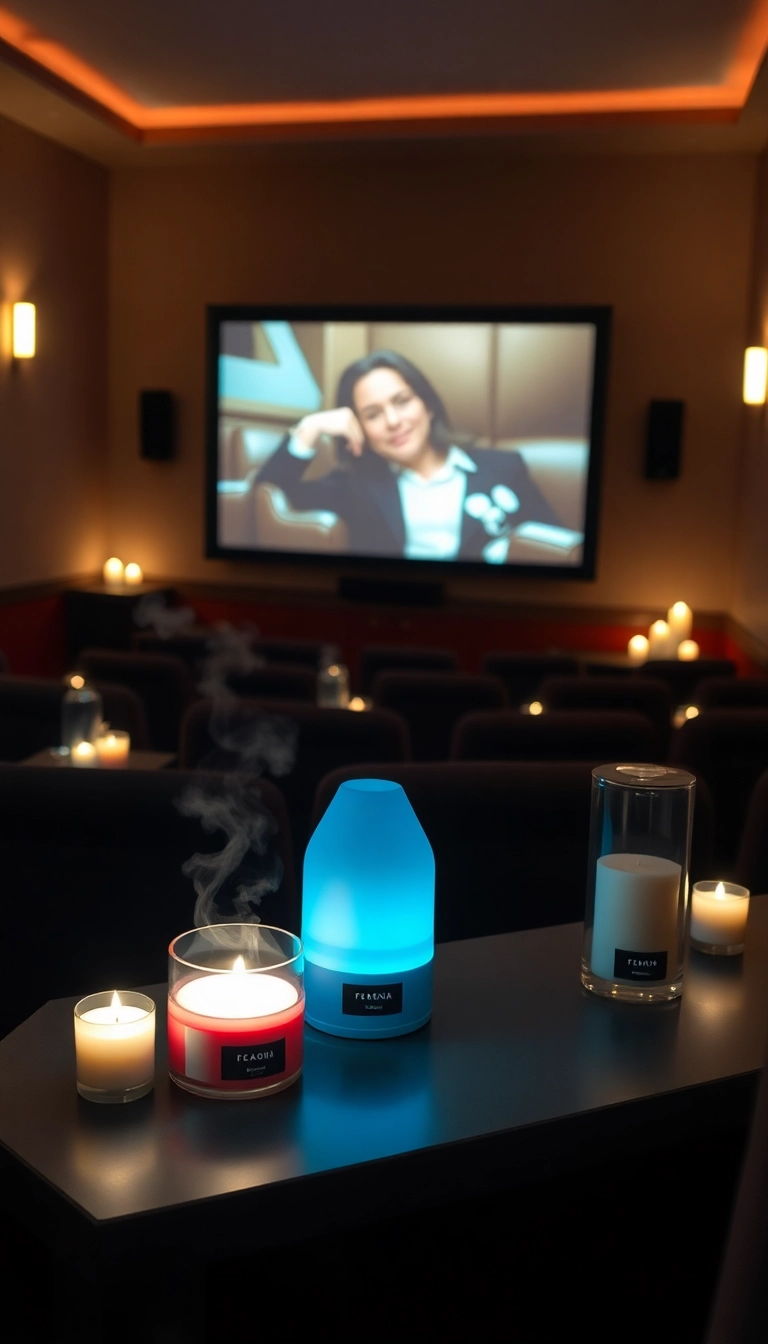 28 Cozy Small Theatre Room Ideas Your Friends Will Envy (Don't Miss #17!) - 21. Scented Candles and Essential Oils