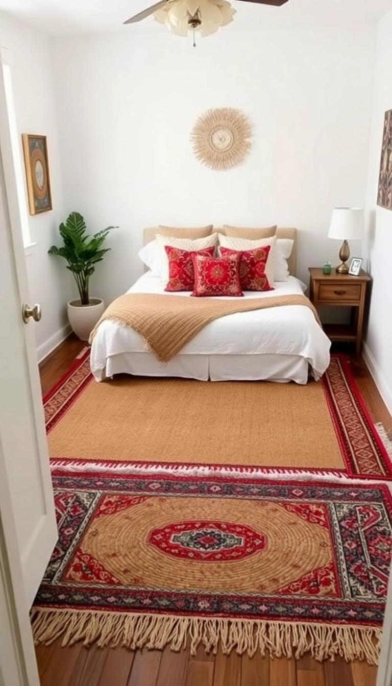 25 Stylish Small Bedroom Decor Ideas for Women (You Won't Believe #14!) - 16. Layered Rugs