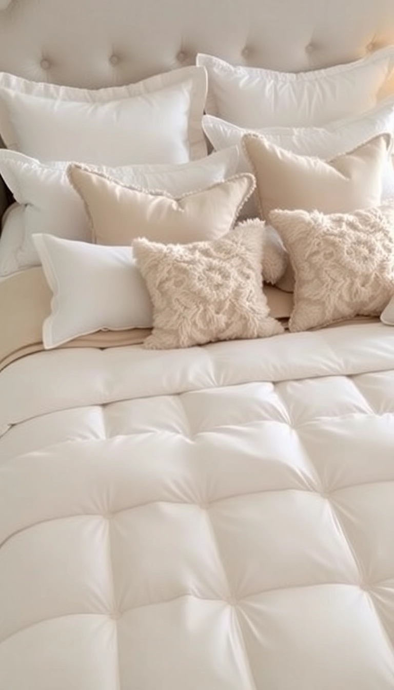 28 Neutral Bedroom Ideas That'll Make You Feel Like You're on Cloud 9! - 21. Cozy Bedding