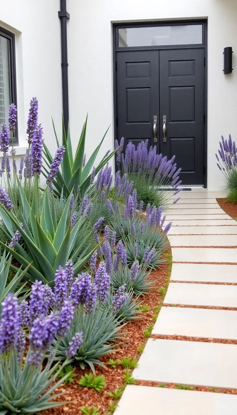 26 Stunning Plant Combinations to Transform Your Sunny Front Yard! - 15. Minimalist Magic: Aloe and Lavender