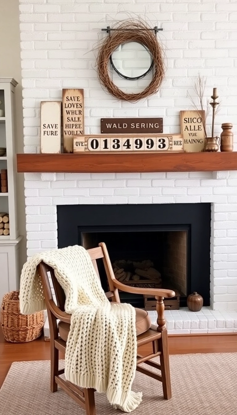 25 Stunning White Brick Fireplace Ideas to Transform Your Living Room (Wait Until You See #10!) - 7. Farmhouse Flair