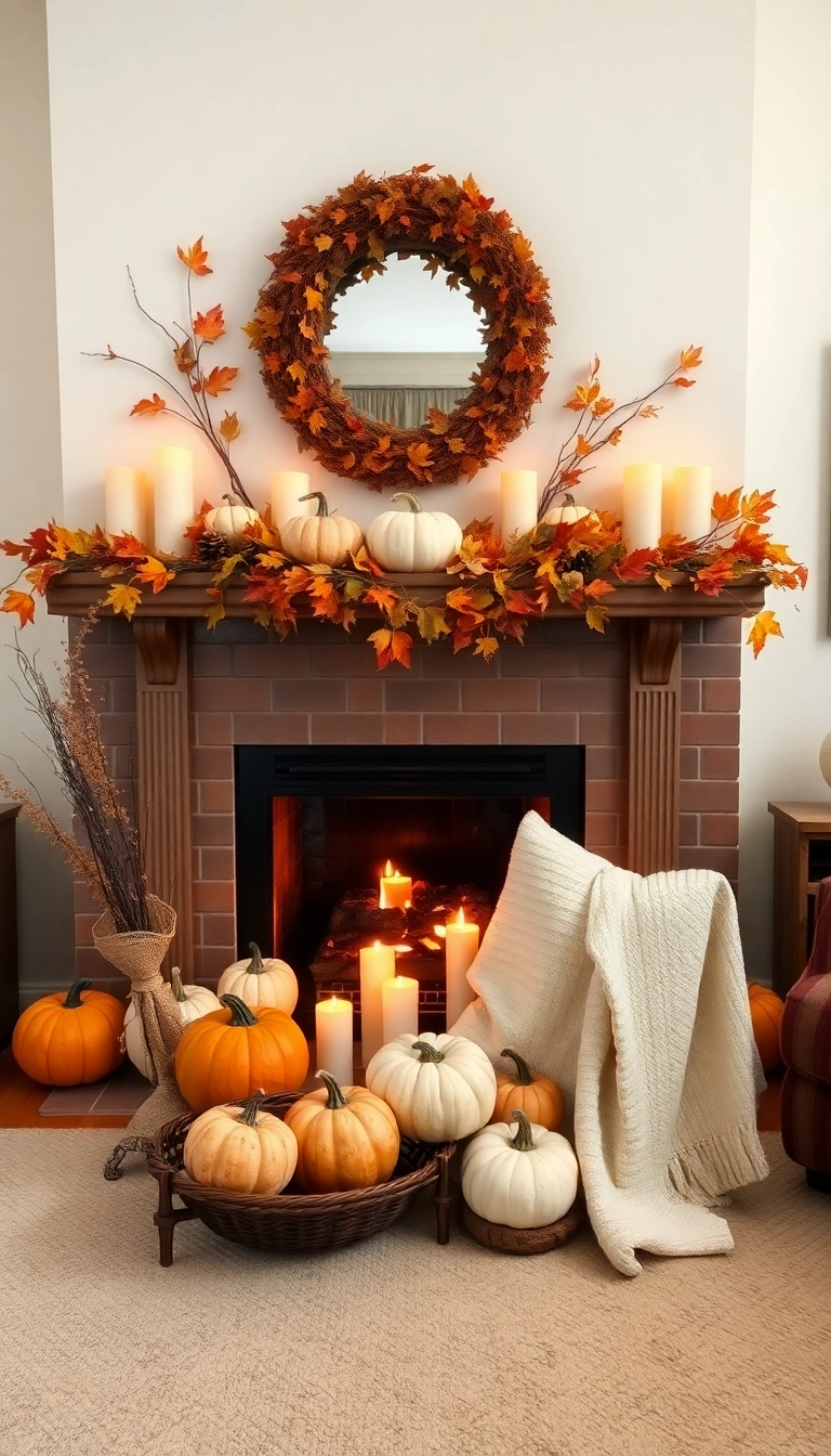 27 Fireplace Ideas for Your Living Room That Will Make You Fall in Love Again! - 21. Seasonal Fireplace Decor